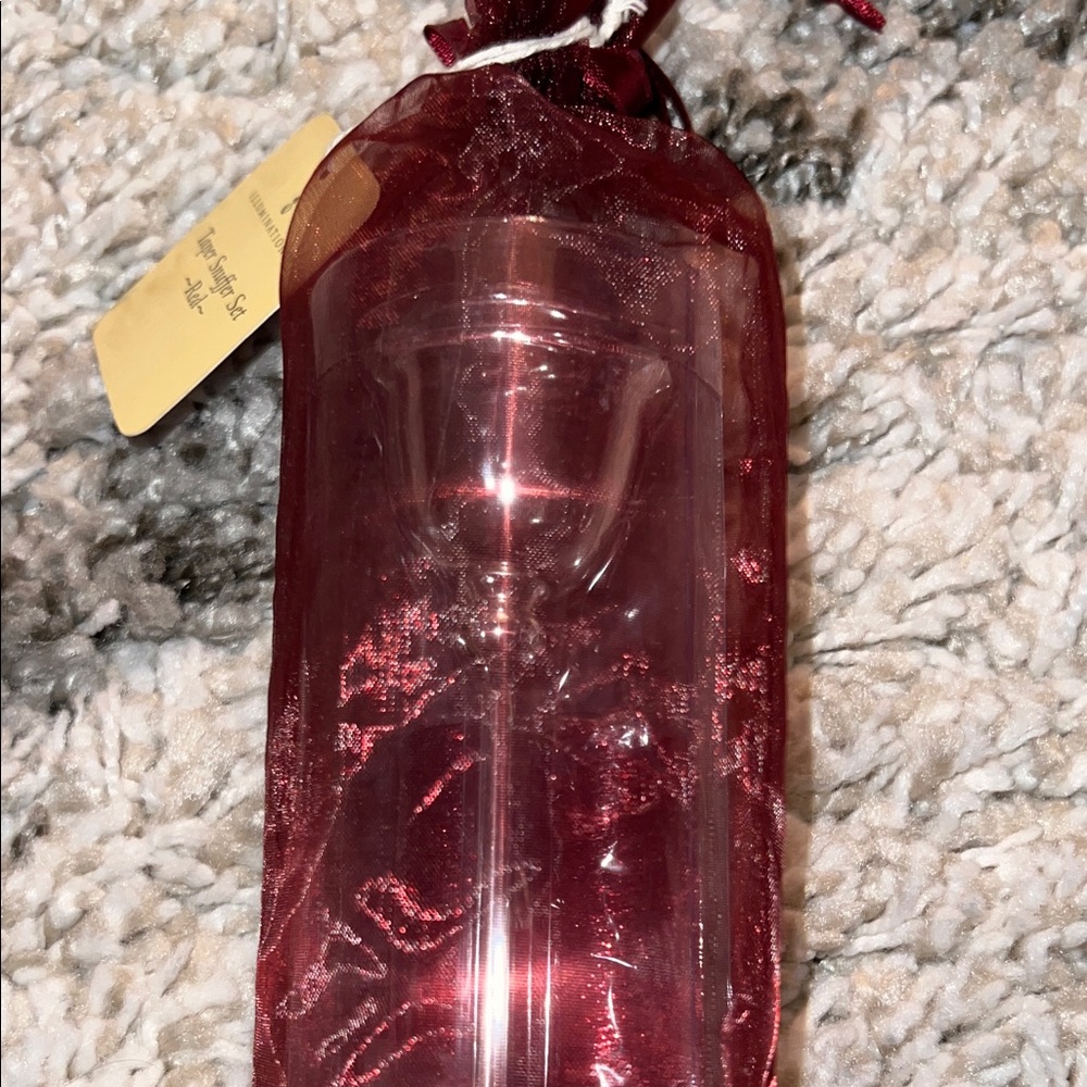 Illuminations Taper Snuffer Set Red - 2 Candles + 1 Metal Snuffer NEW NIB
